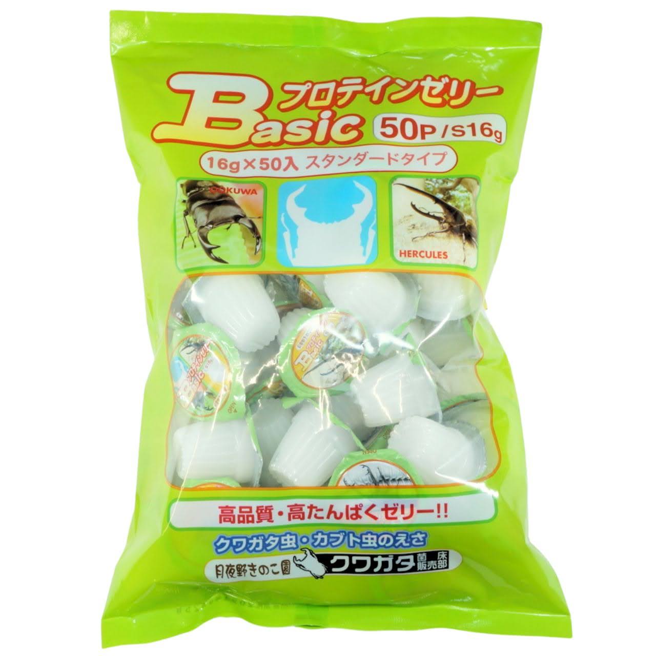 昆虫ゼリー Basicプロテインゼリー（16g×50/袋）｜クワガタ・カブト成虫用｜月夜野きのこ園