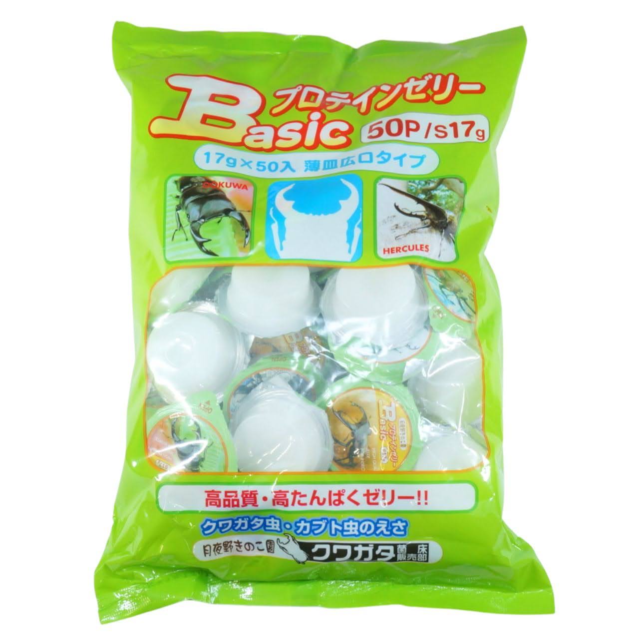 昆虫ゼリー Basicプロテインゼリー（広口17g×50/袋）｜クワガタ・カブト成虫用｜月夜野きのこ園