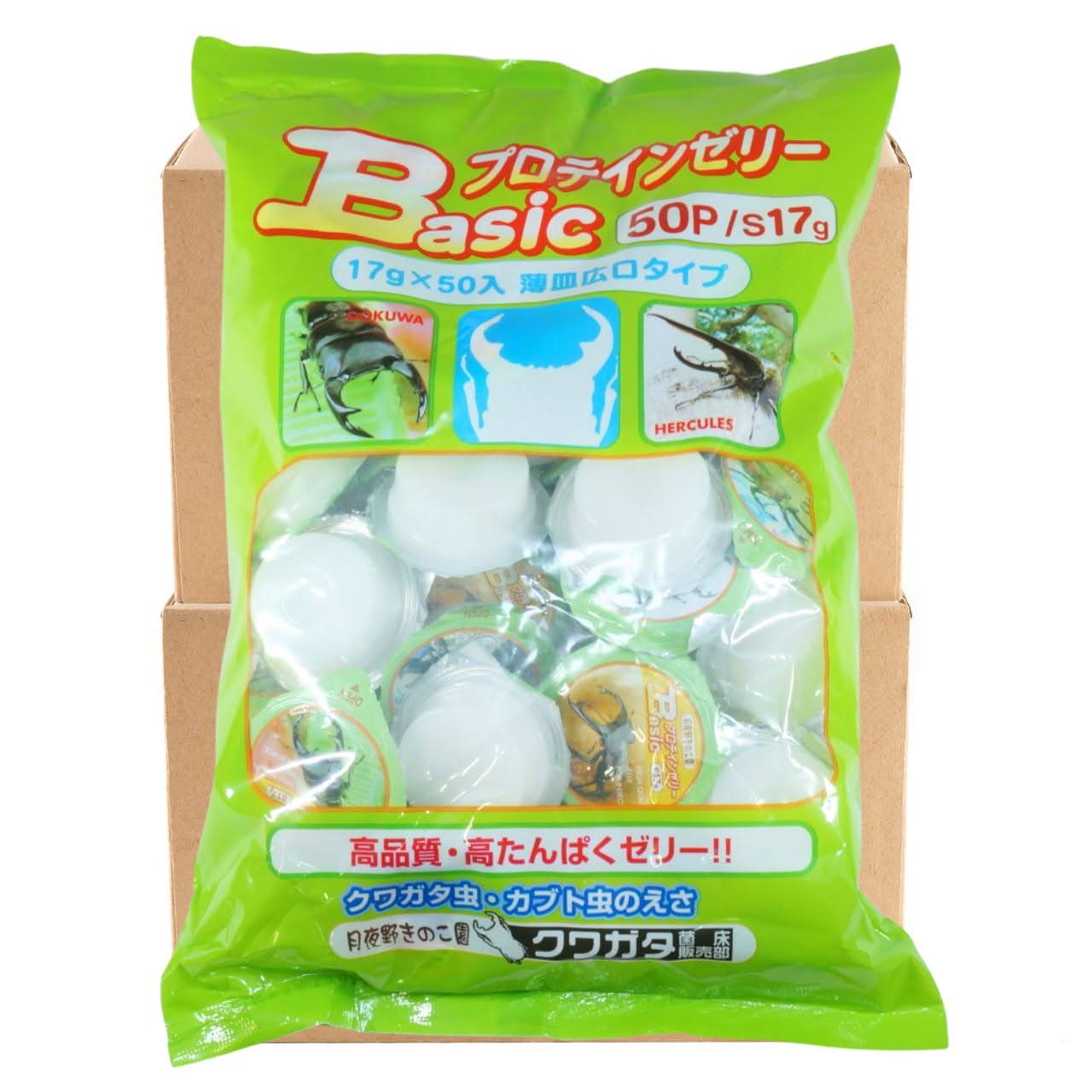 昆虫ゼリー Basicプロテインゼリー（広口17g×50/袋）×24袋｜送料込・割引商品｜クワガタ・カブト成虫用｜月夜野きのこ園
