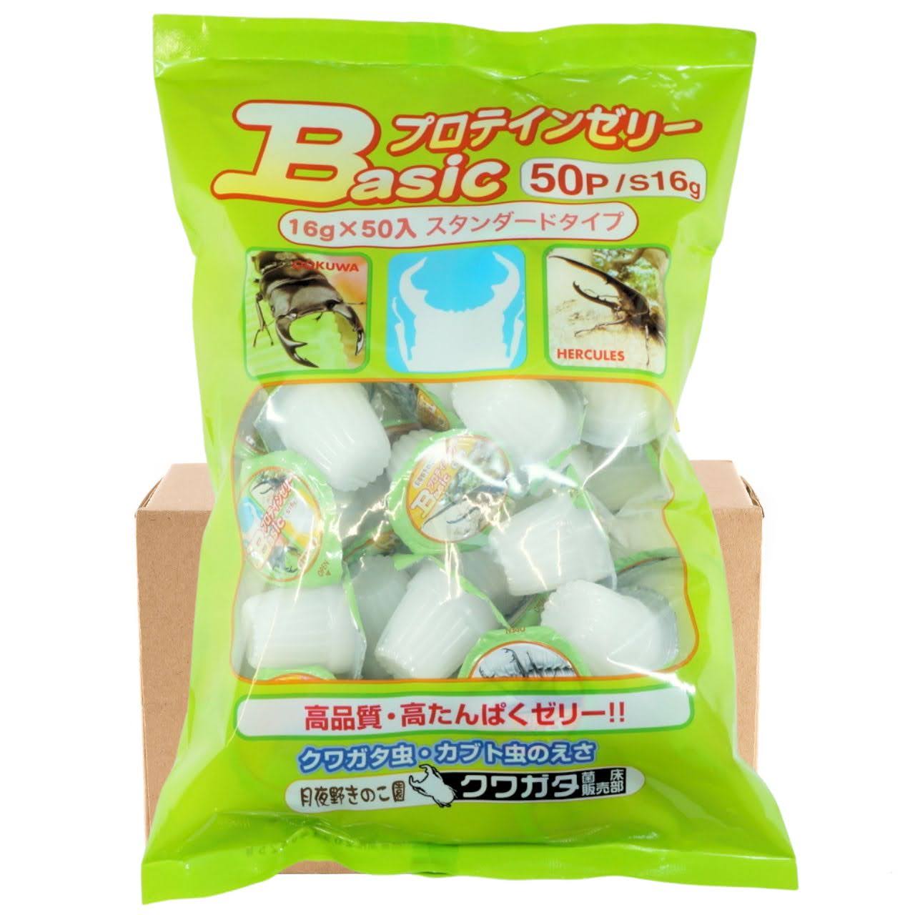 昆虫ゼリー Basicプロテインゼリー（16g×50/袋）×12袋｜クワガタ・カブト成虫用｜月夜野きのこ園